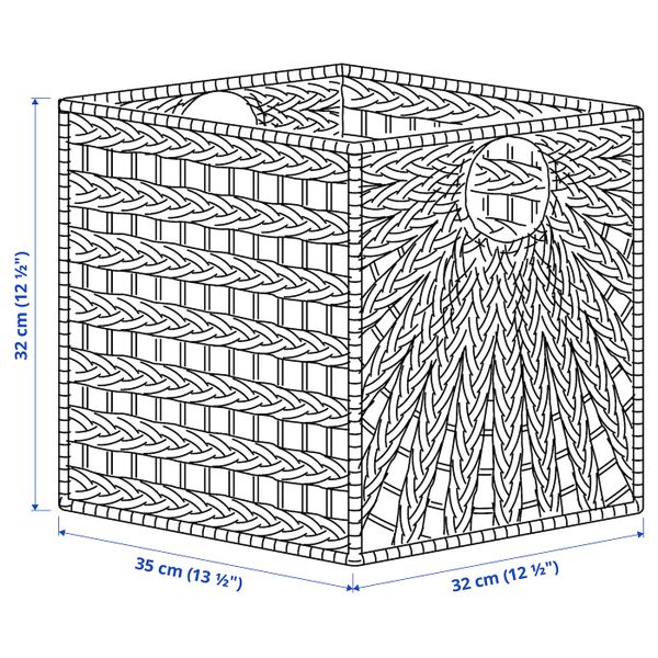 Корзина, естественный водный гиацинт/водоросли 32x33x32 см IKEA LUSTIGKURRE ЛУСТИГКЮРРЕ 904.574.10 - схема-чертеж с размерами