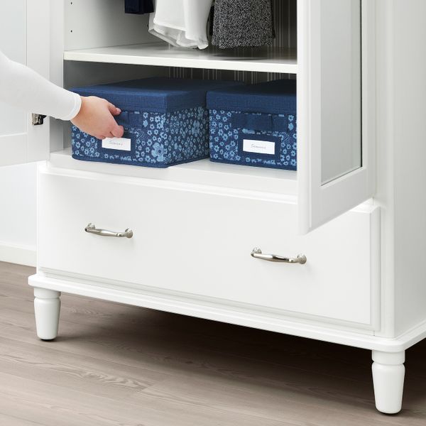 Коробка с крышкой, синий, белый 25x35x15 см IKEA СТОРСТАББЕ 303.983.53 - фото 3