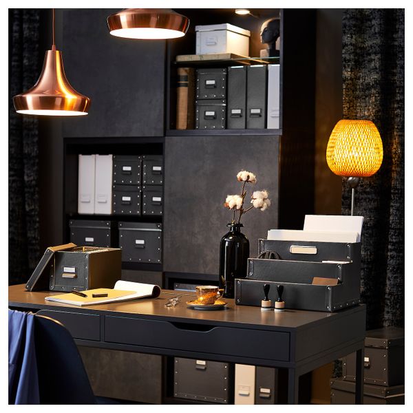 Подставка для канцелярских принадлежн, темно-серый 35x21 см IKEA FJÄLLA ФЬЕЛЛА 903.744.48 - фото 3