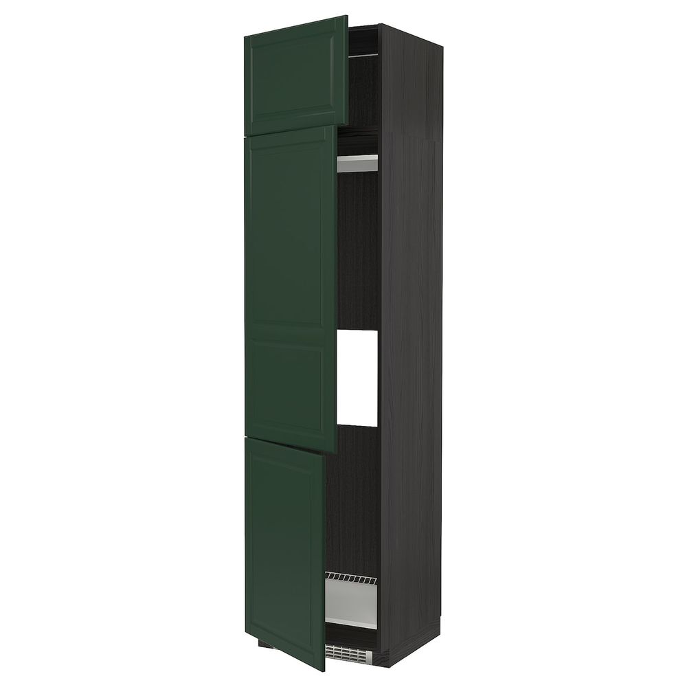 Высокий шкаф для холодильника или морозильника, с 3 дверями, черный/Будбин темно-зеленый 60x60x240 см IKEA МЕТОД 493.133.54 - схема-чертеж с размерами