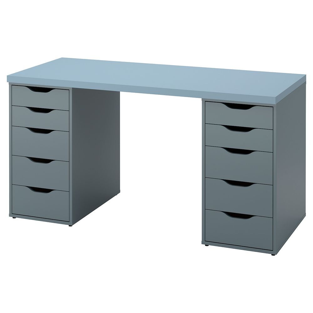 Письменный стол, голубой/серо-бирюзовый 140x60 см IKEA LAGKAPTEN ЛАГКАПТЕН / ALEX АЛЕКС 094.321.51 - схема-чертеж с размерами