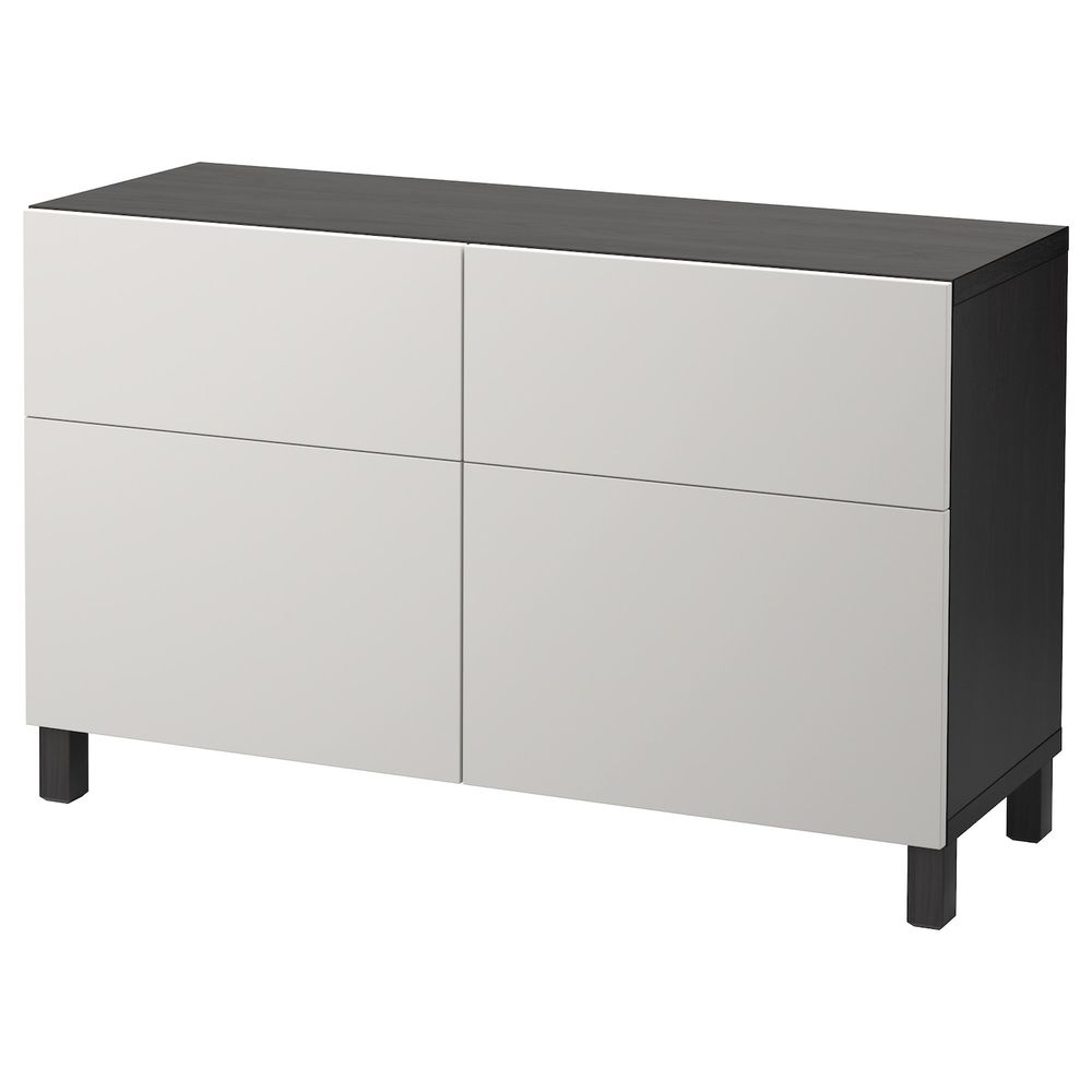 Комбинация для хранения с дверцами/ящ, черно-коричневый/Лаппвикен светло-серый 120x40x74 см IKEA БЕСТО 292.492.36 - фото 1