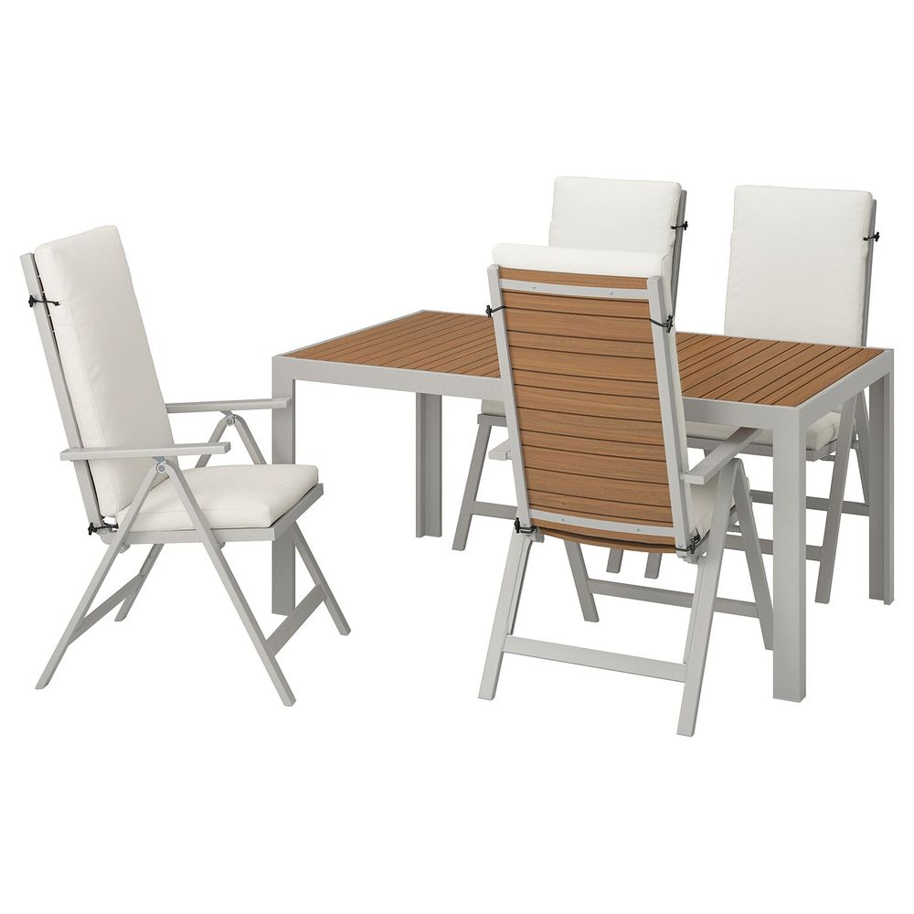 Стол + 4 кресла, для/сада, светло-коричневый/ФРЁСЁН/ДУВХОЛЬМЕН бежевый 156x90 см IKEA SJÄLLAND ШЭЛЛАНД 992.671.04 - фото 1