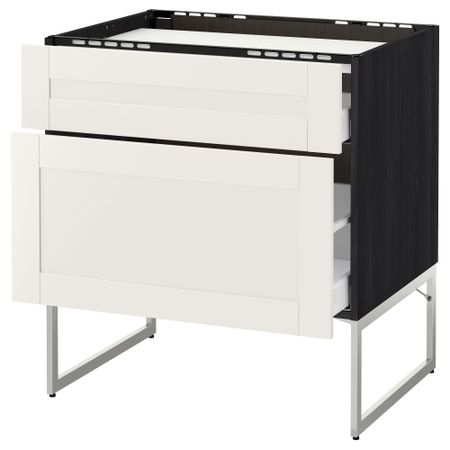 Напольный шкаф, 2 фронтальных панели, 3 ящика МЕТОД / МАКСИМЕРА, черный, Сэведаль белый