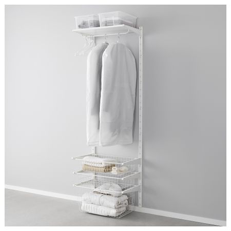 Настенная шина, проволочные корзины АЛЬГОТ, белый (65x40x196 см)