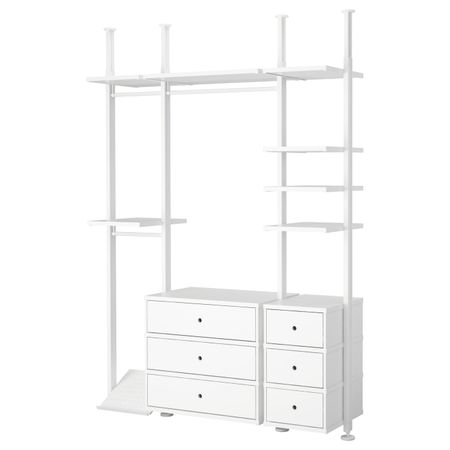 Гардероб, комбинация, белый 178x51x222-350 см IKEA ELVARLI ЭЛВАРЛИ 992.039.75