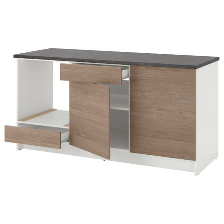 Напольный шкаф с дверцами и ящиком, под дерево/серый 180 см IKEA KNOXHULT КНОКСХУЛЬТ 403.485.60