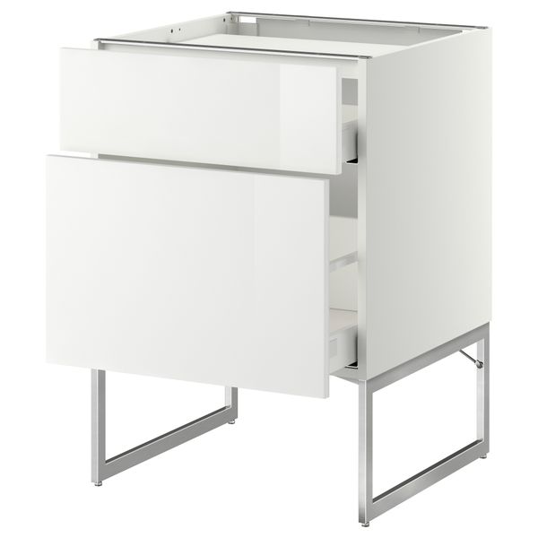 Напольный шкаф, 2 фронтальных панели, 3 ящика МЕТОД / МАКСИМЕРА, белый, Рингульт белый - схема-чертеж с размерами