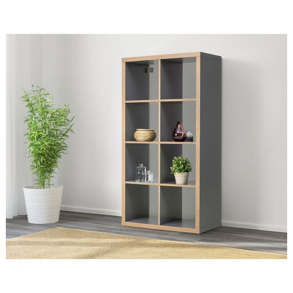 Стеллаж, серый/под дерево 77x147 см IKEA KALLAX КАЛЛАКС 303.791.18 - фото 3