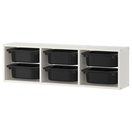 Настенный модуль для хранения, белый, черный 99x21x30 см IKEA TROFAST ТРУФАСТ 992.222.24