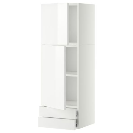 Навесной шкаф, 2 дверцы, 2 ящика МЕТОД / ФОРВАРА, белый, Рингульт белый