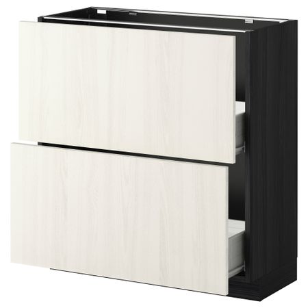 Напольный шкаф с 2 ящиками МЕТОД / ФОРВАРА, черный, Росдаль белый