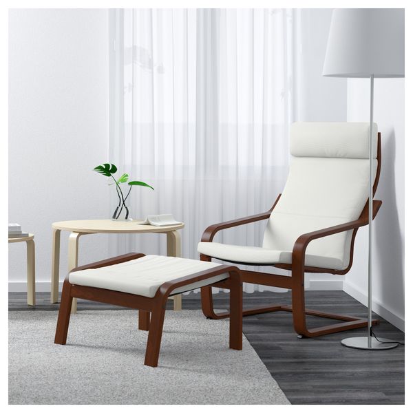 Табурет для ног ПОЭНГ, классический коричневый, Финнста белый - фото 2