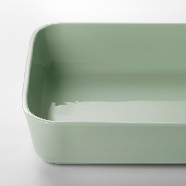Форма-блюдо для духовки, зеленый 31x21 см IKEA ЛИККАД 603.731.48 - схема-чертеж с размерами