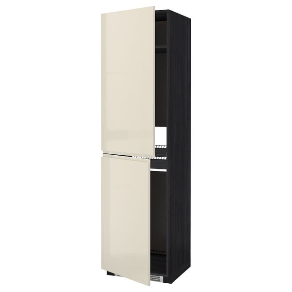 Высокий шкаф для холодильник/мороз, черный, Воксторп глянцевый светло-бежевый 60x60x220 см IKEA МЕТОД 892.243.65 - схема-чертеж с размерами