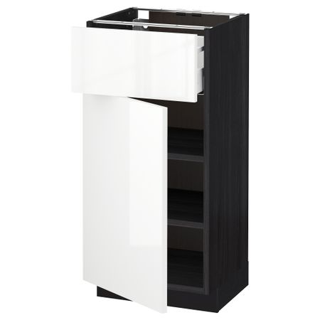 Напольный шкаф с ящиком, дверью МЕТОД / МАКСИМЕРА, черный, Рингульт белый