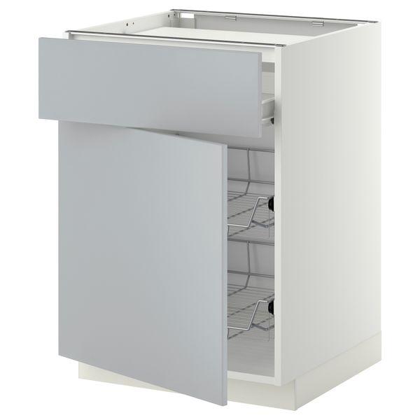 Напольный шкаф для варочной панели, ящик, 2 проволочных корзины МЕТОД / ФОРВАРА, белый, Веддинге серый - фото 1