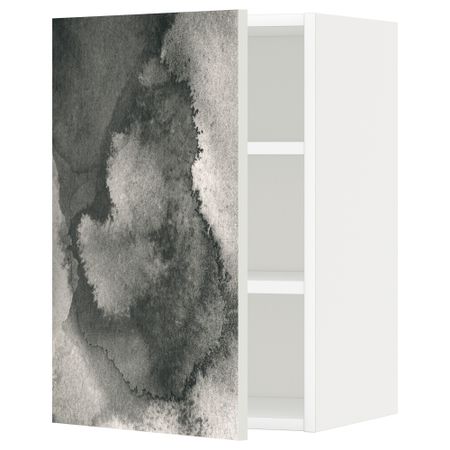 Шкаф навесной с полкой МЕТОД, белый, Кальвиа с печатным рисунком
