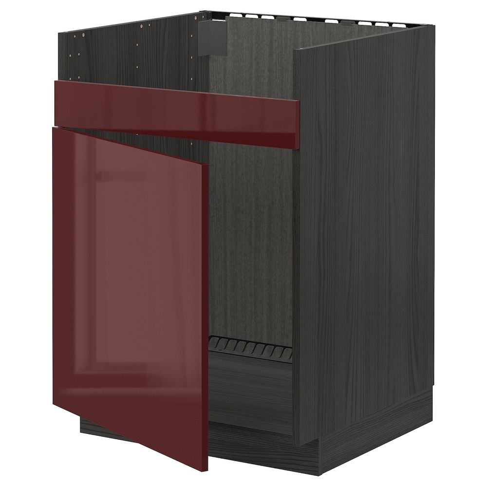 Напольный шкаф для мойки ХАВСЕН, черный Калларп/глянцевый темный красно-коричневый 60x60 см IKEA МЕТОД 193.276.87 - схема-чертеж с размерами