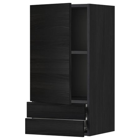 Навесной шкаф с дверцей, 2 ящика МЕТОД / ФОРВАРА, черный, Тингсрид черный