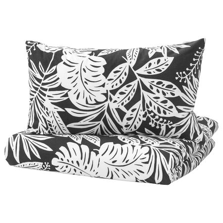 Пододеяльник и 2 наволочки, серый, белый 200x200/50x70 см IKEA ФАГЕРГИНСТ 503.502.89