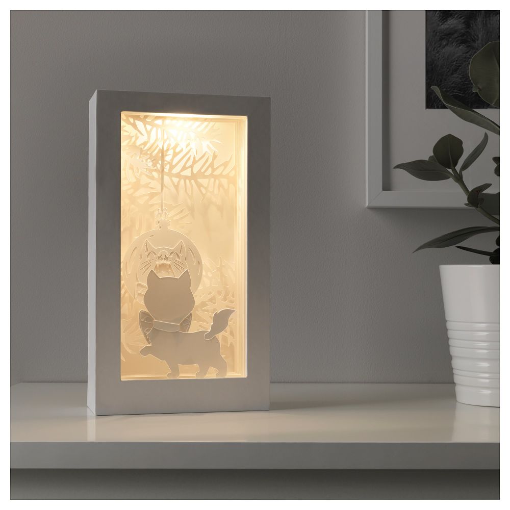 Светодиодное настольное украшение СТРОЛА, с батарейным питанием, котенок белый - фото 1