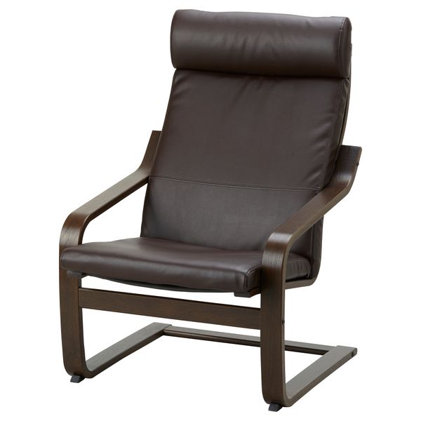 Кресло ПОЭНГ, коричневый, Кимстад темно-коричневый - схема-чертеж с размерами