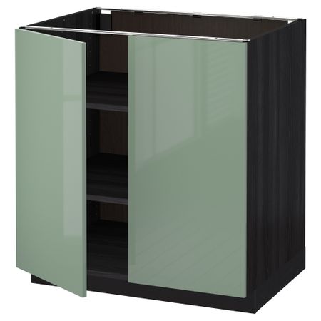 Напольный шкаф с полками, 2 двери МЕТОД, черный, Калларп светло-зеленый