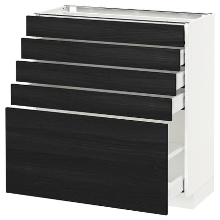 Напольный шкаф с 5 ящиками МЕТОД / МАКСИМЕРА, белый, Тингсрид черный