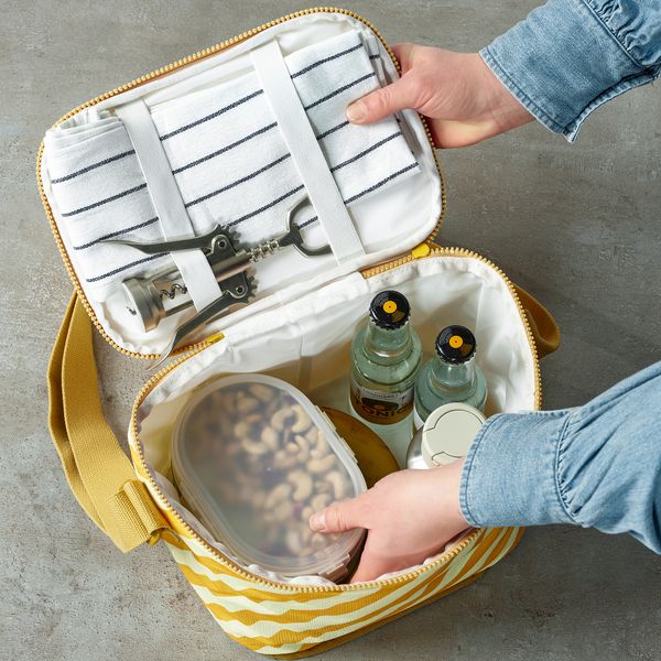 Сумка-холодильник, 26x19x19 см, в полоску,ярко-желтый IKEA SOMMARFLOX 605.492.80 - схема-чертеж с размерами