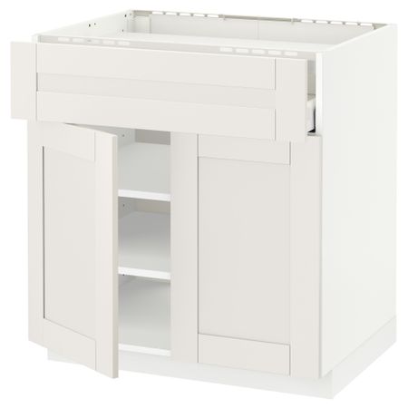 Напольный шкаф для варочной панели, ящик, полка, 2 дверцы МЕТОД / МАКСИМЕРА, белый, Сэведаль белый