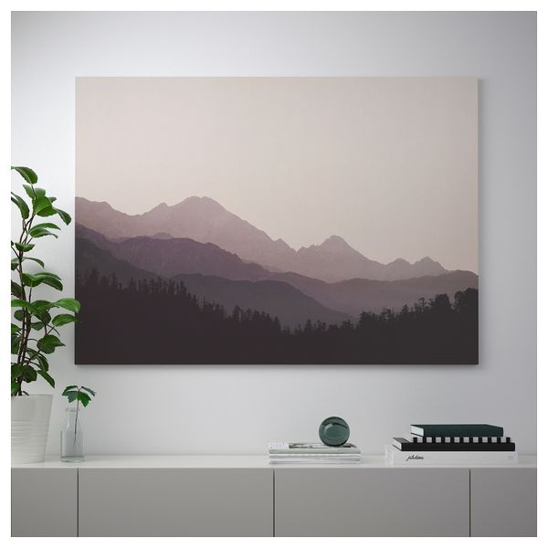 Картина с рамой БЬЁРКСТА, Вершины, черный (140x100 см) - схема-чертеж с размерами