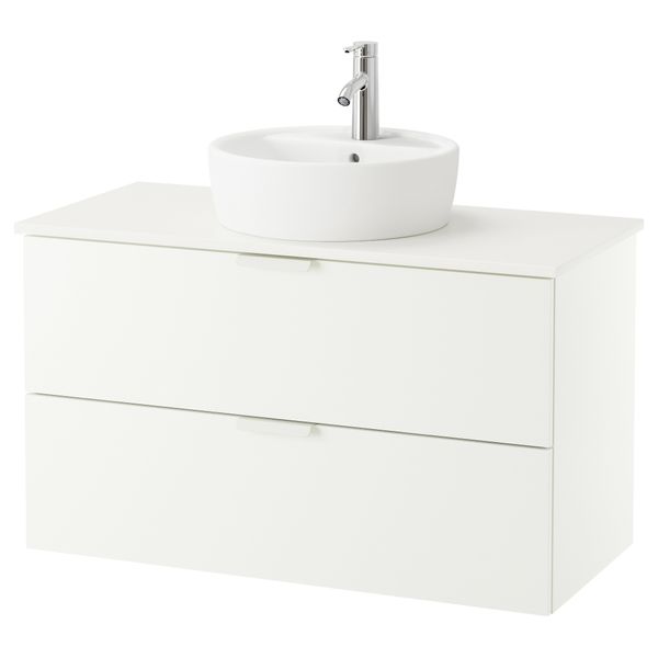 Шкаф п-раковину/столешн45/раковина ГОДМОРГОН/АЛДЕРН / ТОРНВИКЕН, белый, белый (102x49x74 см) - схема-чертеж с размерами