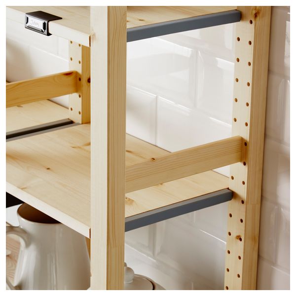 2 секции, полки/ящики ИВАР, сосна, серый (134x30x179 см) - фото 3