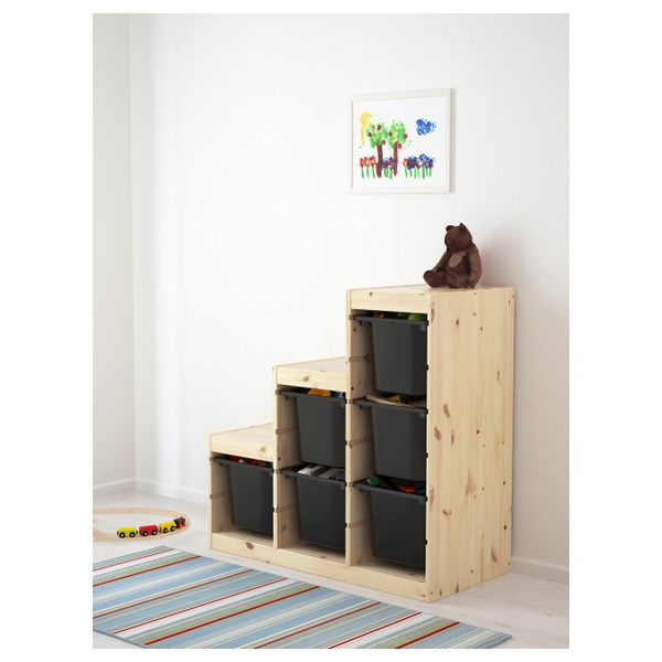 Комбинация для хранения, светлая беленая сосна, черный 94x44x91 см IKEA ТРУФАСТ 892.414.83 - фото 2