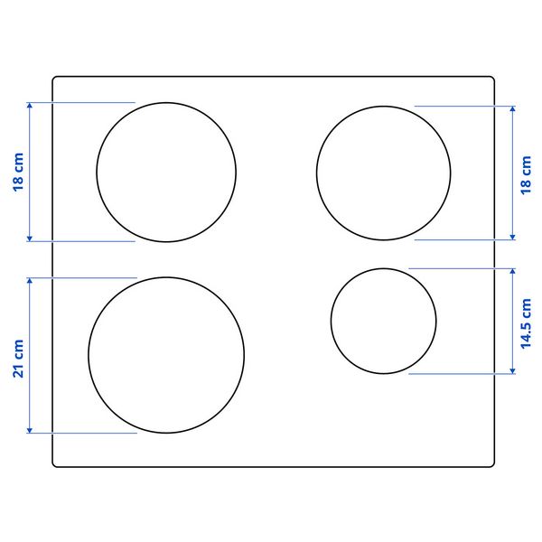 MATMÄSSIG Индукц варочн панель - ИКЕА 300 чёрный 59 см - схема-чертеж с размерами