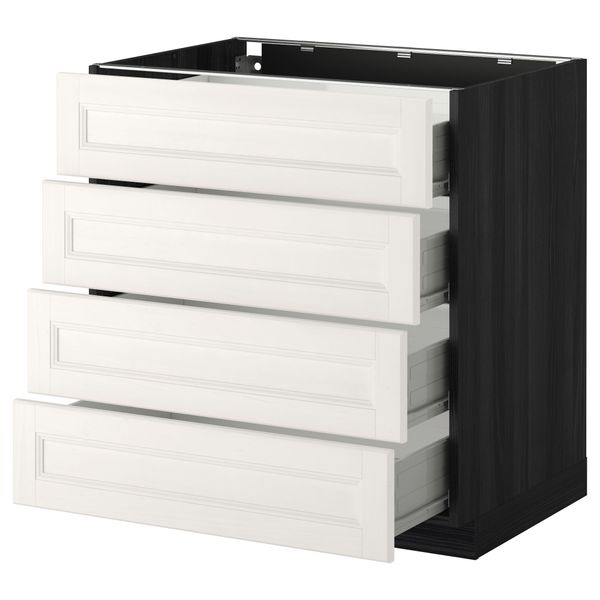 Напольный шкаф 4 фронтальных панели, 4 ящика МЕТОД / ФОРВАРА, черный, Лаксарби белый - схема-чертеж с размерами