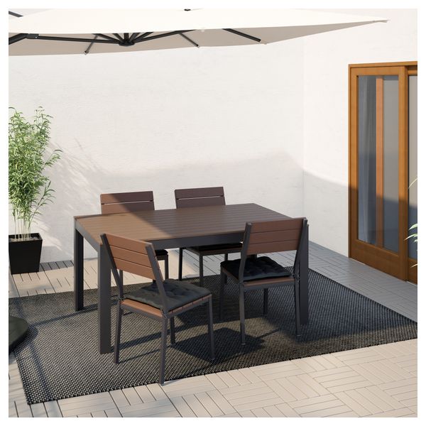 Стол + 4 стула, для сада ФАЛЬСТЕР, черно-коричневый, Холло черный - фото 2