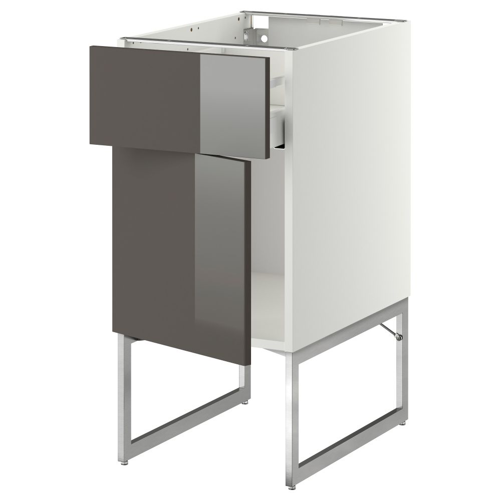 Напольный шкаф с ящиком, дверью МЕТОД / МАКСИМЕРА, белый, Рингульт серый - схема-чертеж с размерами