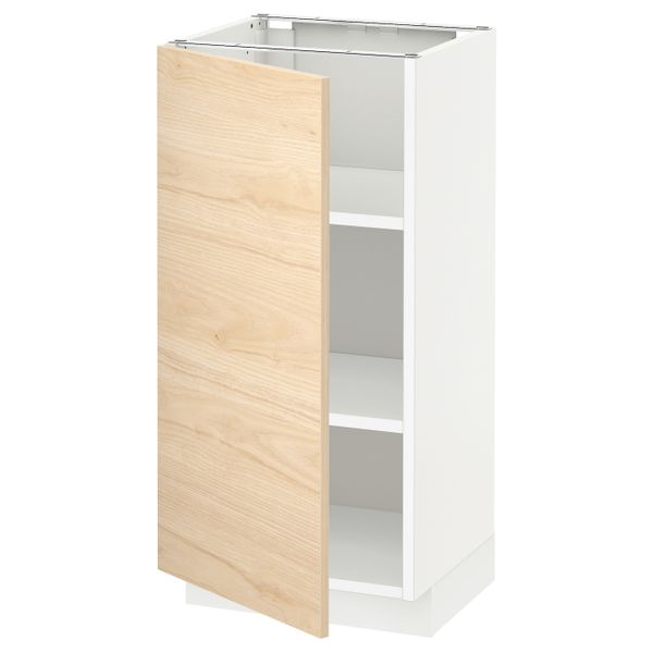 Напольный шкаф с полками, белый/Аскерсунд под светлый ясень 40x37 см IKEA METOD МЕТОД 992.185.28 - фото 1