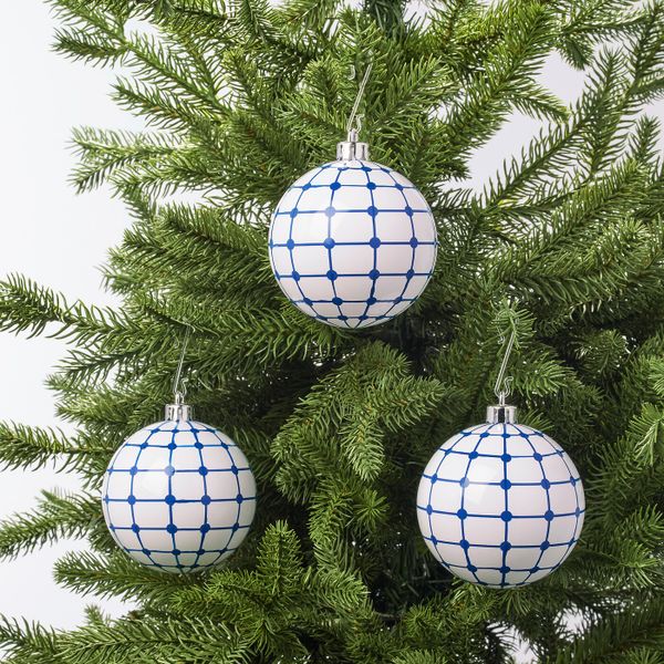 Украшение, шар, белый, синий, 8 см IKEA ВИНТЕРФЕСТ 304.374.96 - фото 2