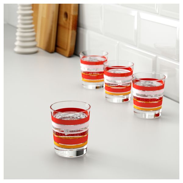 Стакан ПОВЕРКА, оранжевый/красный, розовый (23 сл) - схема-чертеж с размерами