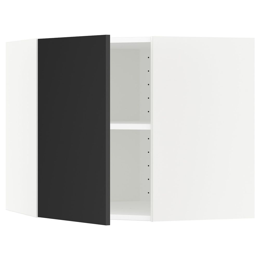 Угловой навесной шкаф с полками, белый/Юдевалла антрацит 68x60 см IKEA METOD МЕТОД 192.403.97 - схема-чертеж с размерами