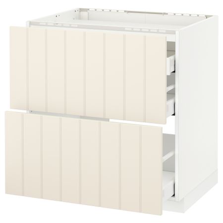 Напольный шкаф, 2 фронтальных панели, 3 ящика МЕТОД / МАКСИМЕРА, белый, Хитарп белый с оттенком