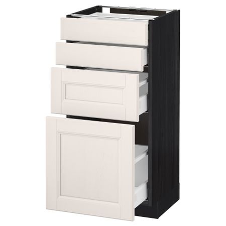 Напольный шкаф 4 фронтальных панели, 4 ящика МЕТОД / МАКСИМЕРА, черный, Лаксарби белый
