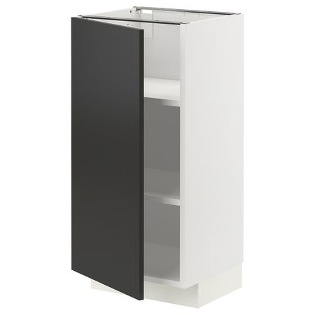 METOD Напольный шкаф с полками - белый/Nickebo матовый антрацит 40x37 см