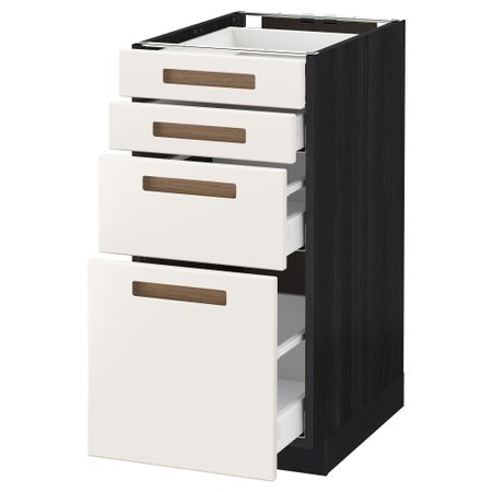 Напольный шкаф 4 фронтальных панели, 4 ящика МЕТОД / МАКСИМЕРА, черный, Мэрста белый