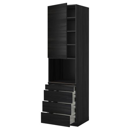 Высокий шкаф для комбинированния СВЧ, 4 ящика МЕТОД / МАКСИМЕРА, черный, Тингсрид черный