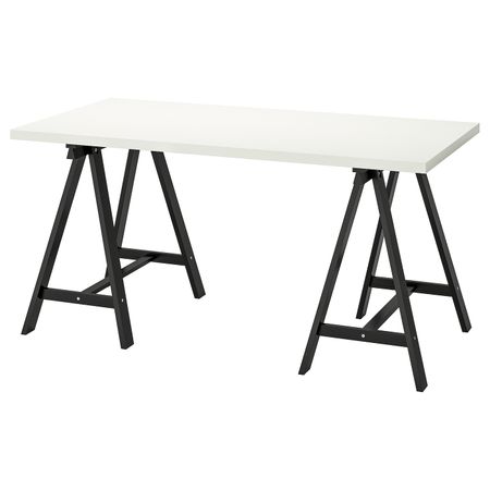 Стол, белый, черный 150x75 см IKEA LINNMON ЛИННМОН / ODDVALD ОДВАЛЬД 692.795.80