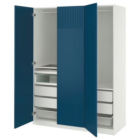 PAX / FYRUDDEN Гардероб, комбинация - белый/синий 150x60x201 см
